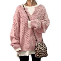 Suéteres de punto para mujer, jerséis sueltos de color sólido, tops de otoño e invierno - details 2