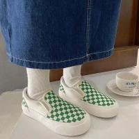 Zapatos Casuales de Cuero con Suelas Gruesas Mocasines de Cuadros para Mujer y Hombre - details 9