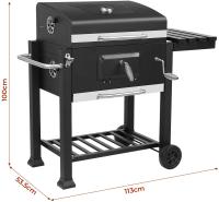 Carrito de Parrilla de Carbón Ajustable con Tapa BBQ Eléctrico con Termómetro para Acampar, Jardín, Balcón Productos Normales - details 5