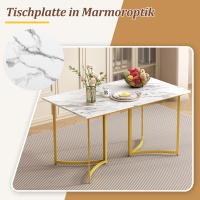Mesa de comedor moderna blanca con aspecto de mármol y patas de mesa curvas, patas ajustables para comedor y cocina - details 2