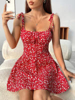 Vestido corto con tirantes florales nuevo estilo francés de verano - details 6