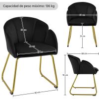 Terciopelo Sillon para Dormitorio Silla para Comedor Cocina Pata Metal Silla Sala de Estar Rosa Claro - details 11