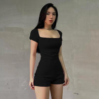 BUNO-mono informal para correr, peleles ajustados, color negro liso, sin mangas, cuello alto, monos deportivos para Fitness, trajes básicos que combinan con todo - details 11