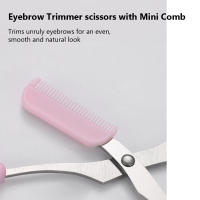 Tijeras de belleza para cejas de acero inoxidable, herramienta de recorte de cejas de precisión con peine para maquillaje y aseo - details 4