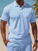 Traje casual de verano para hombre: polo ligero de manga corta para golf y pantalones cortos con cordón de color sólido con bolsillos - details 7