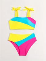 Traje de Baño Bikini de Dos Piezas con Colores en Contraste para Chica Adolescente para Vacaciones en la Playa - details 4