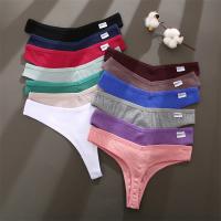 4 Uds., ropa interior lisa de algodón a rayas para mujer, bragas sexis con cintura en V, Tanga para mujer, Bikini cómodo y suave con espalda en T, M-XL - details 10