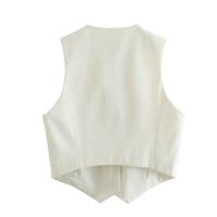 OUWU- Chaleco sin mangas para mujer, chalecos elegantes con cuello en V y una sola botonadura, blusas blancas elegantes - details 9
