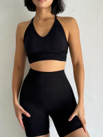 Conjuntos de Yoga de 2 uds., trajes de entrenamiento de cintura alta para mujer, ropa de gimnasio, trajes deportivos, chándal de Fitness, ropa deportiva, traje corto - details 17