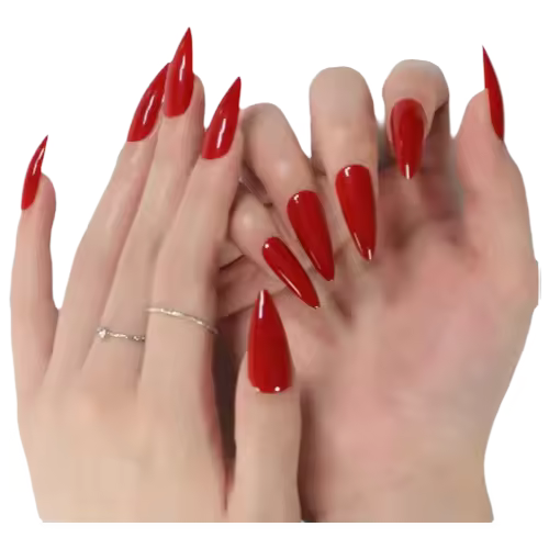 Uñas postizas de tacón alto rojo brillante, 24 piezas por paquete, uñas postizas de acrílico para dedos, aplicación duradera y fácil. - 1