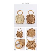 Bolso de mano de paja con perlas para mujer, bolso de muñeca con cordón, tejido a mano, bolso de playa para vacaciones de verano - details 7