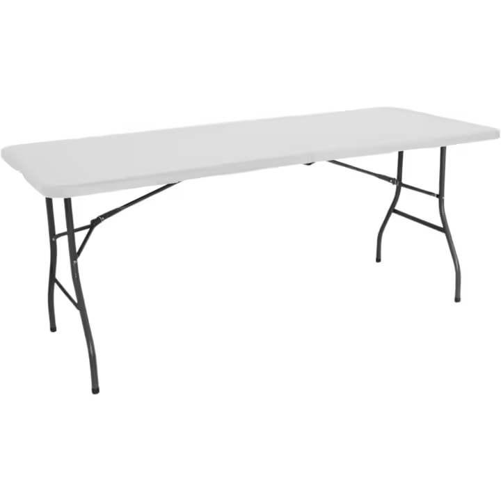 Mesa Catering Plegable Portátil Rectangular 180 cm Mesa Multiusos: Camping, Eventos en Espacios Exteriores o Interiores |   Mesa Resina y Patas Acero |   4-6 Personas y Carga de 150kg - 1