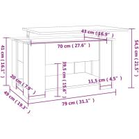 Mesa de centro, mesa auxiliar, consola lateral, salón, sofá, sala de estar, cafetería, muebles, mobiliario, madera contrachapada blanca, 79x49x41 cm - details 10