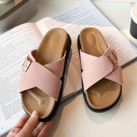 2025 Sandalias de verano para mujer, suela gruesa, plataforma cruzada, chanclas de playa retro, correa única, zapatos casuales - details 33