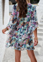 Vestido fluido sin tirantes con estampado floral bohemio para mujer, verano 2025 - details 23
