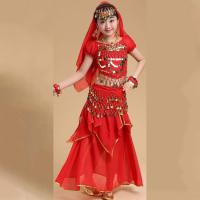 Conjunto de trajes de baile con tocado dulce, vestido de princesa, trajes coloridos de danza del vientre, regalos de ropa para niñas de la India deslumbrantes y brillantes - details 17