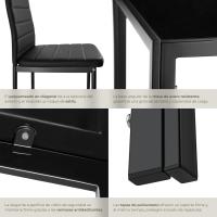 conjunto mesa y sillas de comedor, mesa con tablero de cristal de seguridad y 4 sillas de cocina tapizadas en cuero sintético, estructura de acero, sillas de comedor, conjunto de muebles de cocina - Blanco - details 10