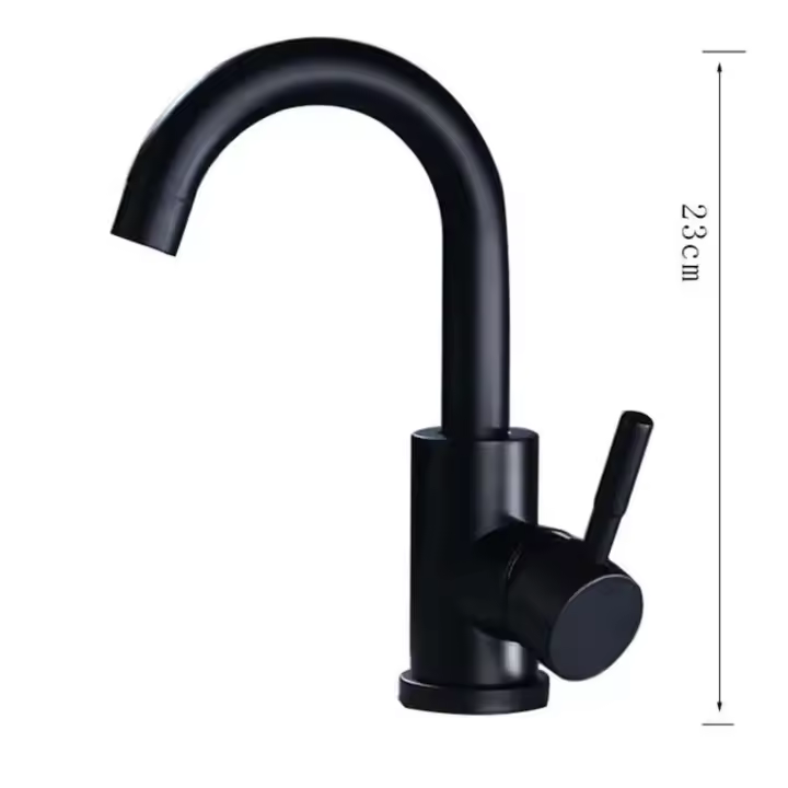 Grifo de lavabo de acero inoxidable 304, mezclador de lavado en frío y caliente, grúa con rotación de 360 ​​grados, grifos de fregadero, grifo de Palanca única para Baño - 1
