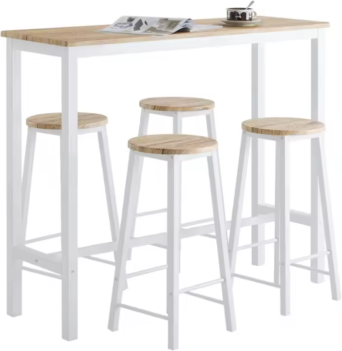 Juegos de Muebles Altas 1 Comedor Mesa Alta y 4 Taburetes de Bar ES (OGT22-WN) - 1