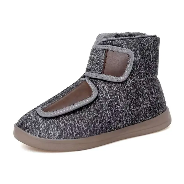 Nuevos botines negros de felpa adecuados para mujeres, cubiertas de gancho y bucle fáciles de usar, zapatos de nieve para mujeres mayores 35-46 grandes anti - 1