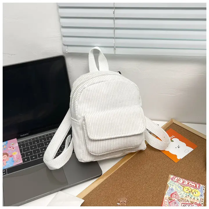 Mochila De terciopelo de pana para mujer, bolso escolar de versión coreana, sencillo, informal, pequeño, 2024 - 1