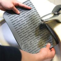 Alfombrilla de silicona para secado de platos, alfombrilla antideslizante para secado de platos, resistente al calor, color negro, 1 piezas - details 4