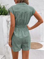 Mono de verano a rayas para mujer, mono de manga corta, pantalones cortos - details 15