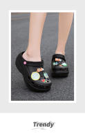 Zapatos perforados de suela gruesa para mujer, zapatos de jardín huecos transpirables, sandalias luminosas DIY para vadear el agua de verano - details 25