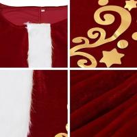 Disfraz de Papá Noel para hombre, traje de lujo de terciopelo rojo de lujo para fiesta de Navidad, regalo de 8 piezas - details 3