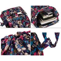 Bolsa de poliéster con cordón para niñas adolescentes, bolso de compras portátil, impermeable, con estampado Floral, plegable, para deportes y escuela - details 5
