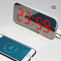 Despertador y base de carga 2 en 1, reloj Digital, puede cargar el teléfono, pantalla LED, espejo, Snooze - details 10