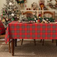 Mantel Elegante de Cuadros Vintage Rojo Verde para Navidad Cubierta de Mesa de Comedor para Hogar y Decoración - details 2