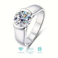 Anillo Moissanite de 2 caratados en Plata Esterlina 925 Chapada en Oro 18K para Hombres y Mujeres Regalo de Boda Pileable - details 0