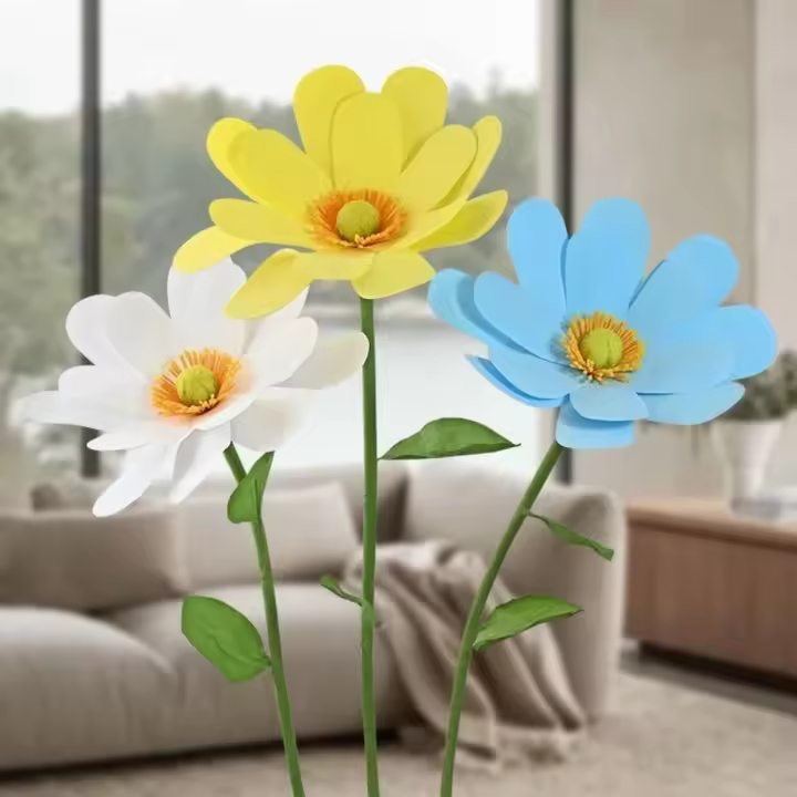 Flor de espuma gigante para exhibición de ventana, Fondo de flores artificiales grandes de espuma PE, accesorios de fotografía de pared, flor de crisantemo 3D, 50cm - 1