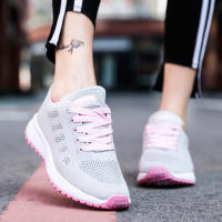 Zapatillas de correr ligeras blancas para mujer, zapatos de entrenamiento antideslizantes, Zapatillas de malla transpirable para caminar - details 21