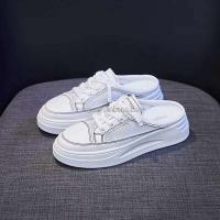 Nuevo 2024 plataforma plana blanca casual sin tacones altos, zapatos deportivos de mujer de bajo precio - details 4