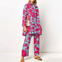 Conjunto de 2 piezas con estampado de Pamas para mujer, ropa de dormir holgada, pantalones de manga larga, ropa de calle, traje elegante, Vintage, otoño - details 3