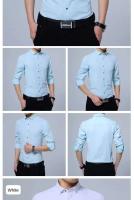 Camisa blanca de manga larga de tres botones para hombre, estilo informal coreano, verano - details 5
