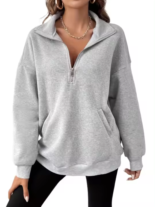 Top suelto para mujer, sudaderas, suéter liso, ropa informal de estilo coreano japonés - 1