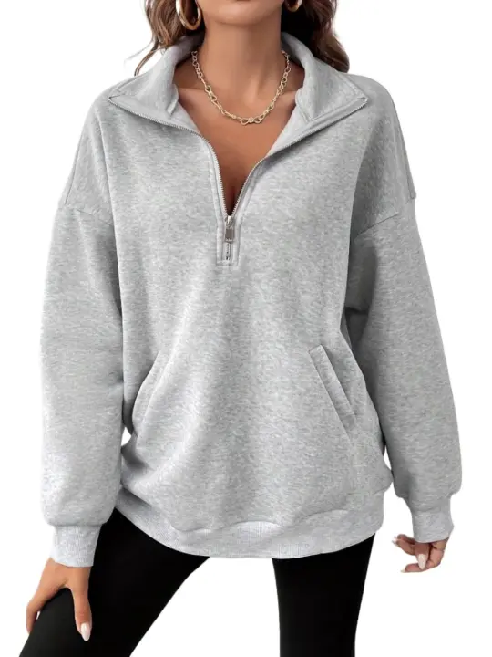 Top suelto para mujer, sudaderas, suéter liso, ropa informal de estilo coreano japonés - 1