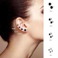 Pendientes redondos de estilo coreano para hombre, aretes negros de estilo Hip Hop, Color sólido, acero inoxidable, goteo de aceite, moda - details 2