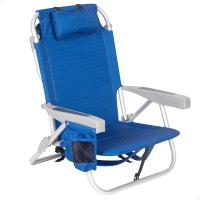 playa plegable y reclinable 5 posiciones, Silla portátil plegable 55x67,5x86cm, Incluye cojín, 1 bolsillo, 1 bolsa con cremallera y topes antivuelco, Sillas de playa - details 8