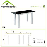 Mesa de Cocina Extensible Moderna Material Cristal Templado/Metal Blanco/Plata 100/140 x 60 x 76 cm - details 8