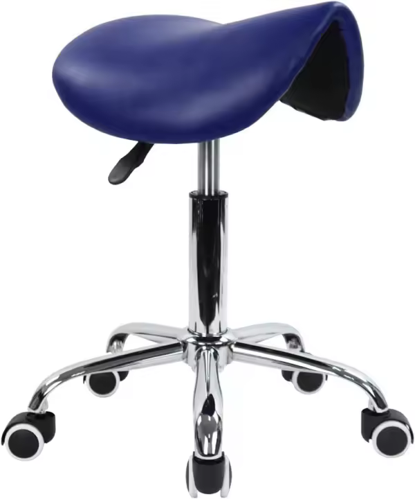 Taburete con Ruedas Silla Trabajo Altura Ajustable Giratorio Taburete de Oficina con Asiento de Silla de Montar Negro - 1