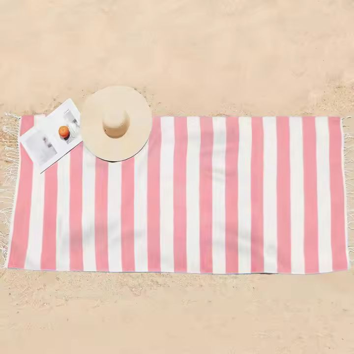 1 toalla de playa a rayas de algodón turco de gran tamaño, toalla de baño, manta de playa, manta de cubierta, toalla de baño de secado rápido sin arena, adecuada para viajes en la playa, yoga y fitness, natación y camping, senderismo y viajes de larga dis - 1
