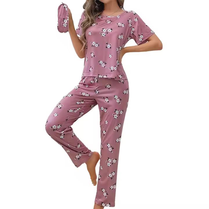 Conjunto de pijama de mujer con pantalones de manga corta, ropa de dormir con cinturilla en 5 colores - 1