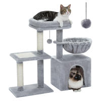 PAWZ Road Árbol para gatos 2 en 1 con poste rascador de Sisal, hamaca, condominio para gatos grande, casa tipo torre para gatos pequeños, tablero rascador para gatos de interior, juguetes para gatos - details 18