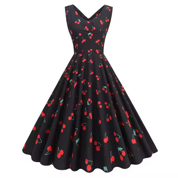 2025 Primavera/Verano nuevo vestido de fiesta para niñas con estampado azul claro fresco - 1