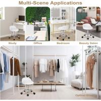 Silla de Oficina de Cuero Sintético Silla de Escritorio sin Brazos Taburete Giratorio para Sala de Masaje SPA Taburete de Tocador Blanco - details 5