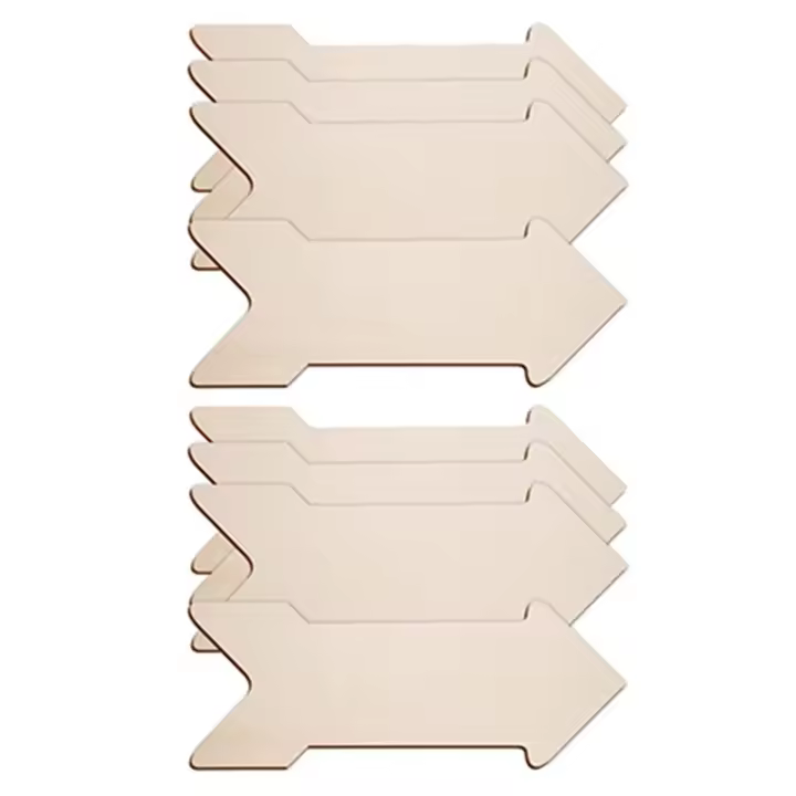 Recortes de forma de madera, letrero de madera sin terminar, placa de madera colgante en blanco, rebanada de madera, 8 Uds. - 1